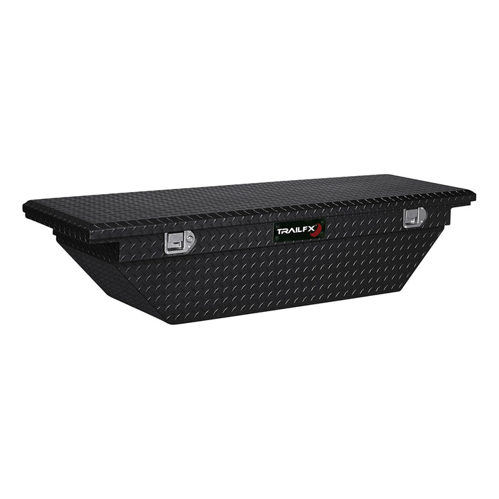 TrailFX Cross Over Contractor Aluminum Bed Box for Trucks – 63 Inch Angled Design with Tray and Lockable Lid
