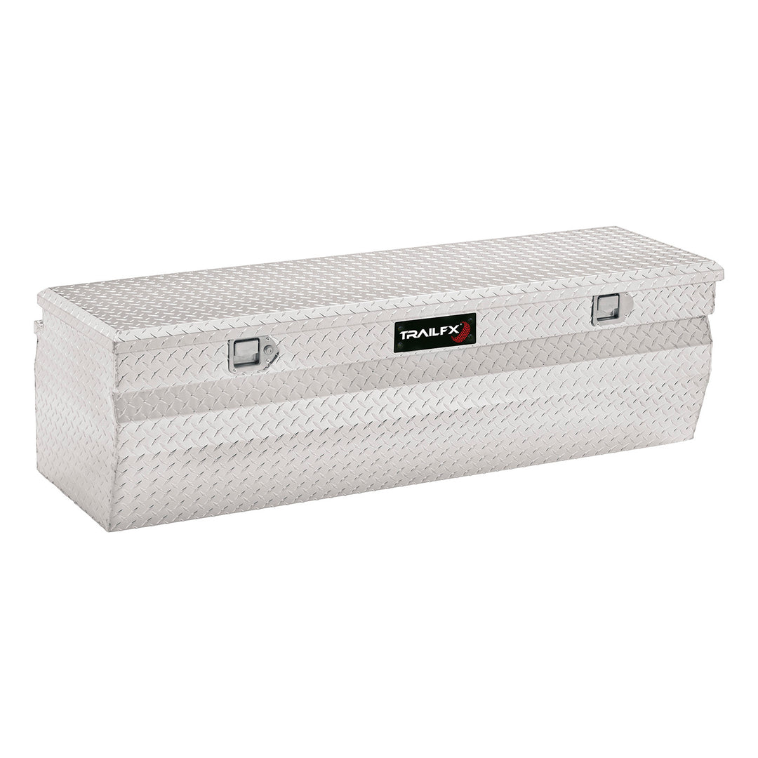 TrailFX Aluminum Crossover Contractor Toolbox – 42-Inch Polished Diamond Tread Chest with Lockable Lid