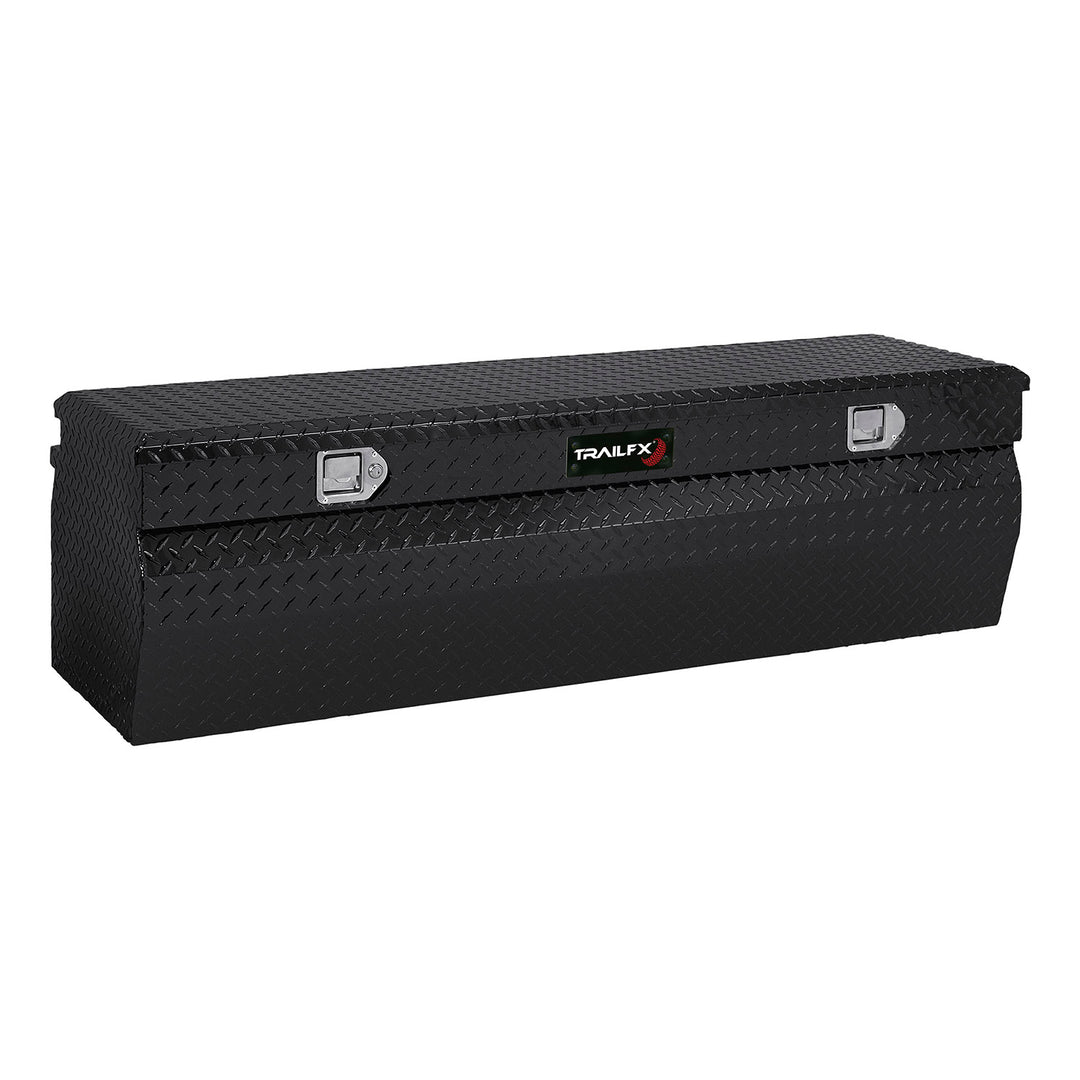TrailFX Aluminum Cross Over Contractor Bed Box for Trucks - 54 Inch Length, Black Powder Coated, Diamond Tread Finish