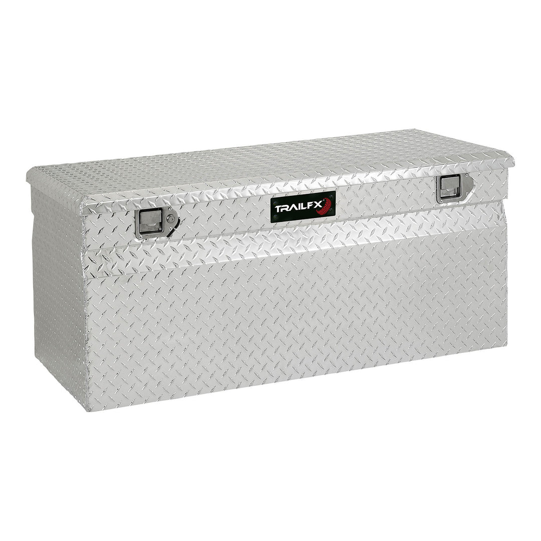 TrailFX Aluminum Crossover Tool Box with Diamond Tread Finish – 48 in Long, 24 in Wide, 20 in High, Polished Silver Finish
