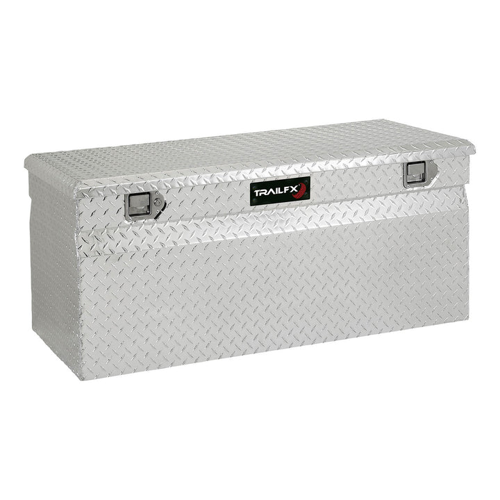 TrailFX Aluminum Crossover Tool Box with Diamond Tread Finish – 48 in Long, 24 in Wide, 20 in High, Polished Silver Finish