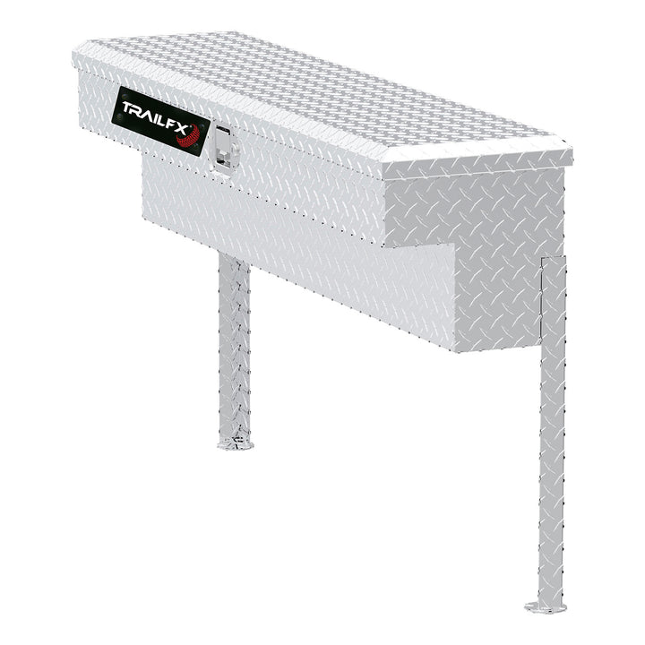 TrailFX Aluminum Cross Over Contractor Bed Box – 48 Inch Side Mount with Lockable Lid and Diamond Tread Finish