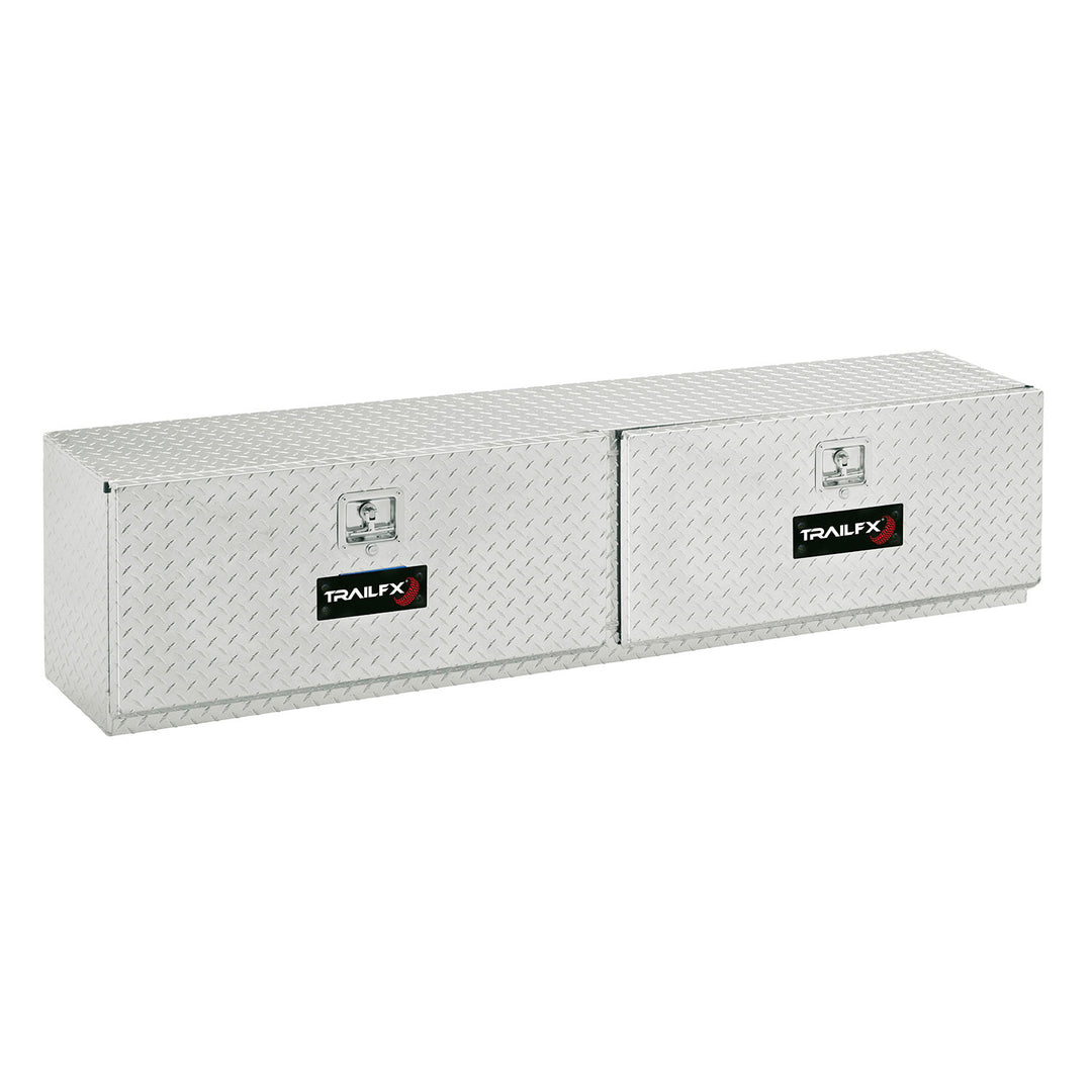 TrailFX Aluminum Cross Over Contractor Toolbox with 2 Lockable Lids, 90 Inch Length, Silver Finish