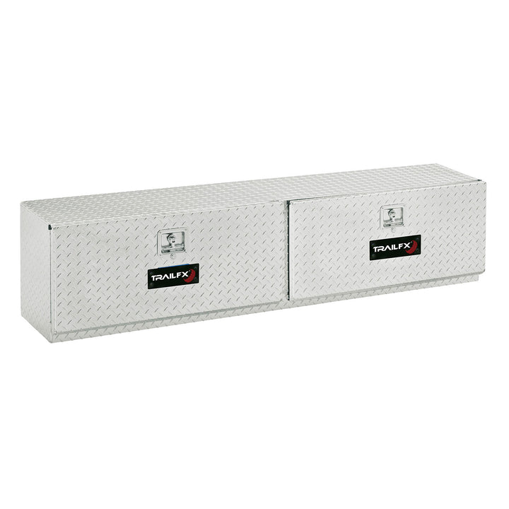 TrailFX Aluminum Cross Over Contractor Toolbox with 2 Lockable Lids, 90 Inch Length, Silver Finish