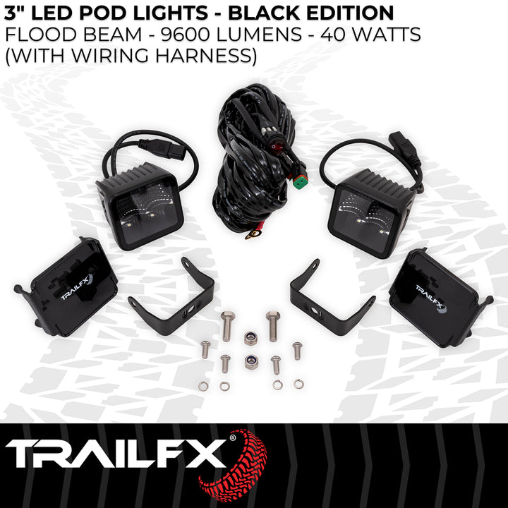 TrailFX 2X2BKF2 LED Driving and Fog Light - High Intensity 10 Watt Bulb with 4 Clear LEDs