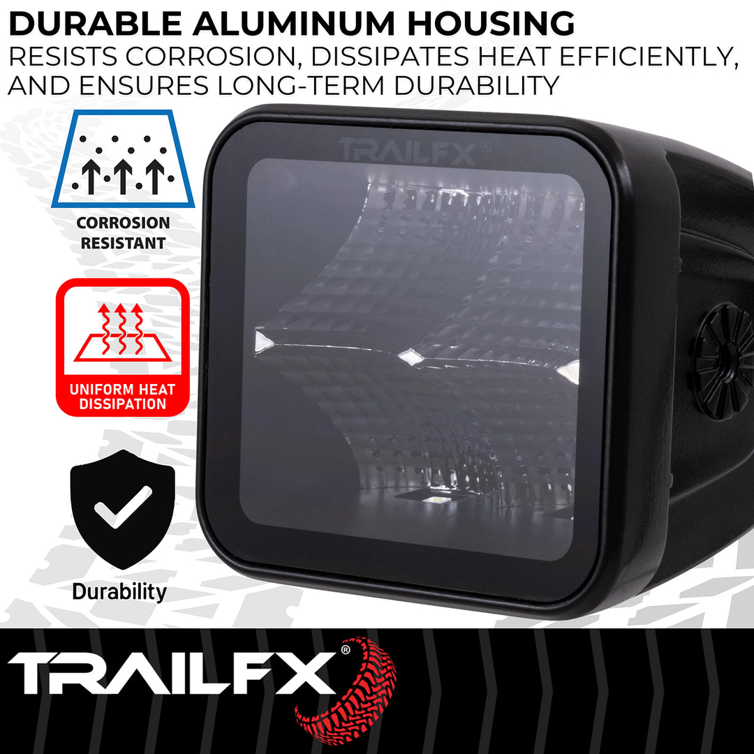 TrailFX 2X2BKF2 LED Driving and Fog Light - High Intensity 10 Watt Bulb with 4 Clear LEDs