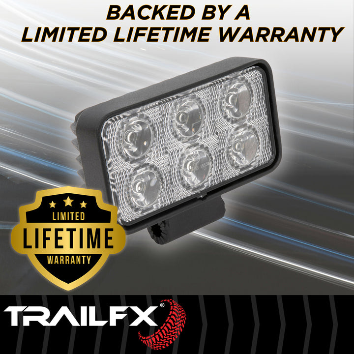 TrailFX 3X2WLF1 Work Light with 6 High-Intensity LED Bulbs - Compact Rectangular LED Utility Light