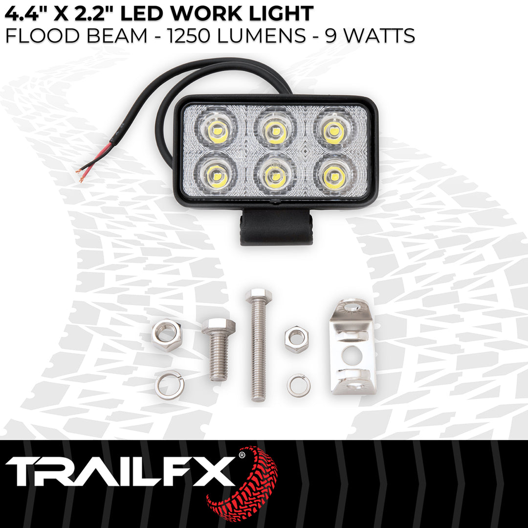 TrailFX 3X2WLF1 Work Light with 6 High-Intensity LED Bulbs - Compact Rectangular LED Utility Light