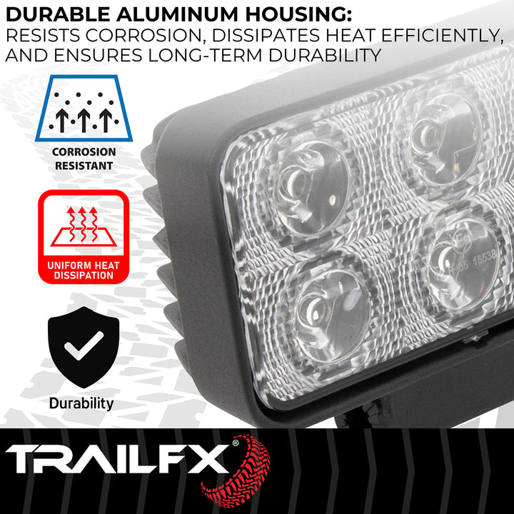 TrailFX 3X2WLF1 Work Light with 6 High-Intensity LED Bulbs - Compact Rectangular LED Utility Light