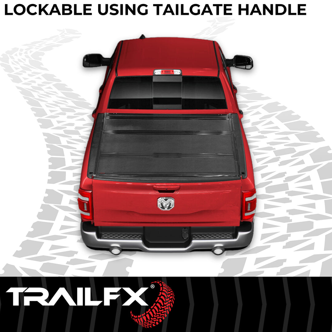 TrailFX Hard Low Profile Tonneau Cover for Ram 1500 (2012-2021) with Lockable Tailgate Handle Lock
