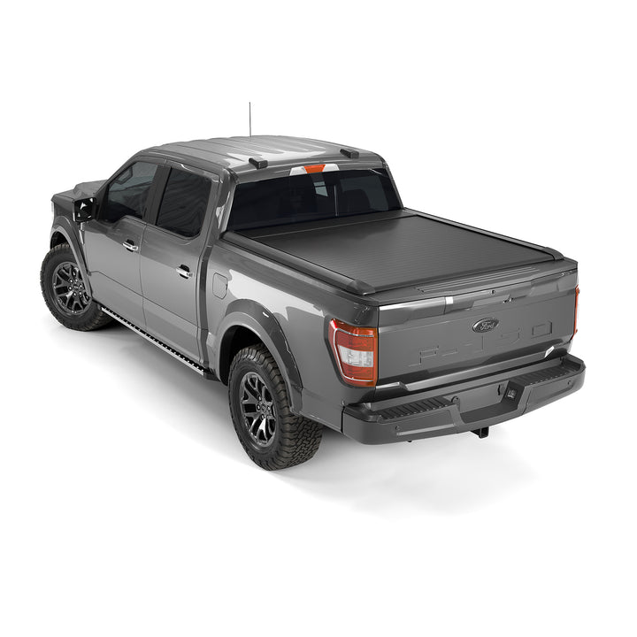 TrailFX TFX6004 Hard Retractable Tonneau Cover for Ford F-150 (2015-2025) - Low Profile Black Matte Aluminum