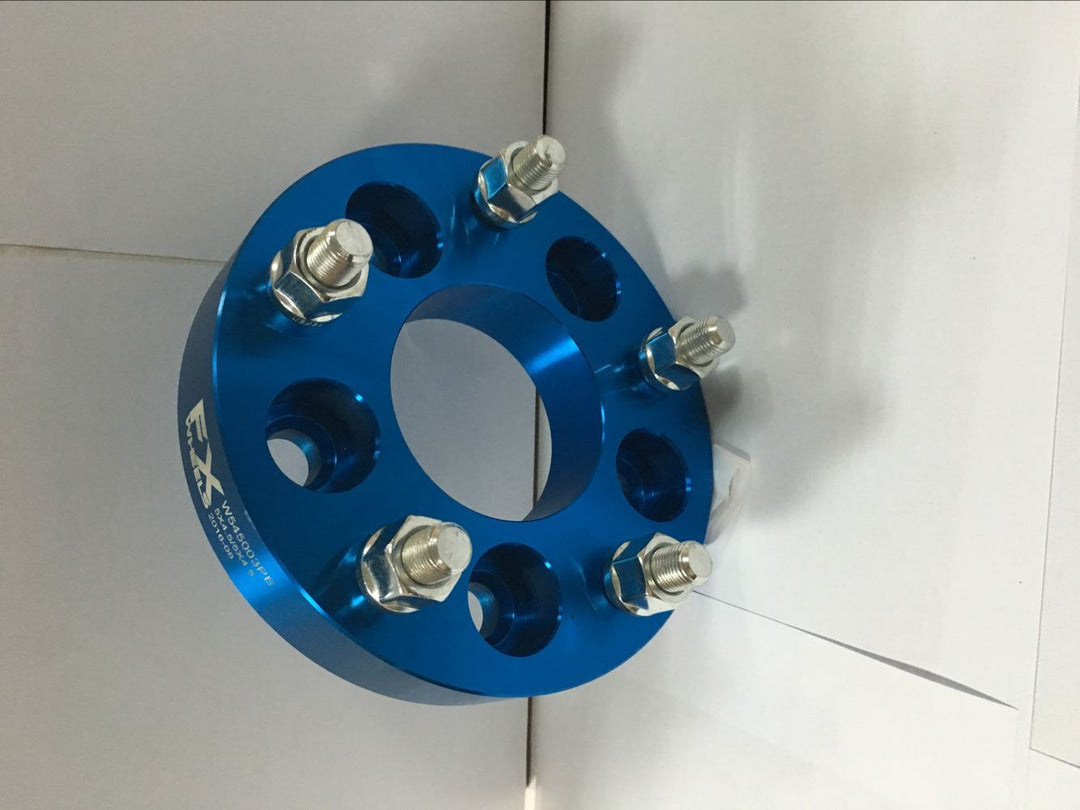 TrailFX 5x150mm Blue Aluminum Wheel Spacers Set of 2 with Studs and Nuts