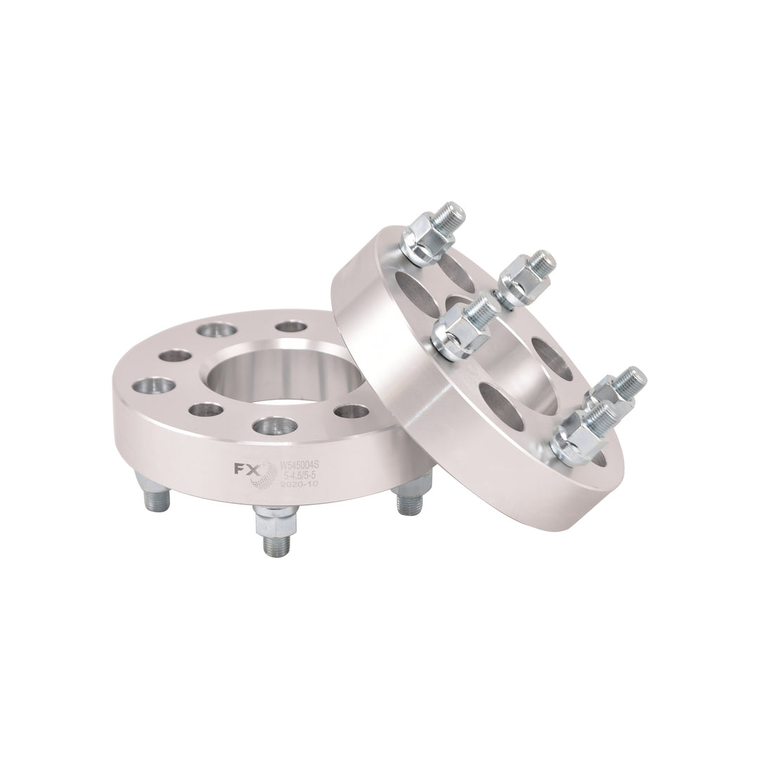 TrailFX 5x114.3mm to 5x127mm Wheel Spacer Set with Silver Anodized Finish - Part W545004S