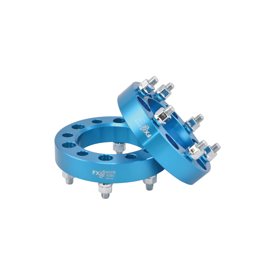 Trail FX Blue Aluminum Wheel Spacer Set for 6x139.7mm Bolt Pattern - 1.25 Inch Thickness, 108mm Hub, Stud Mount, Non Hub Centric