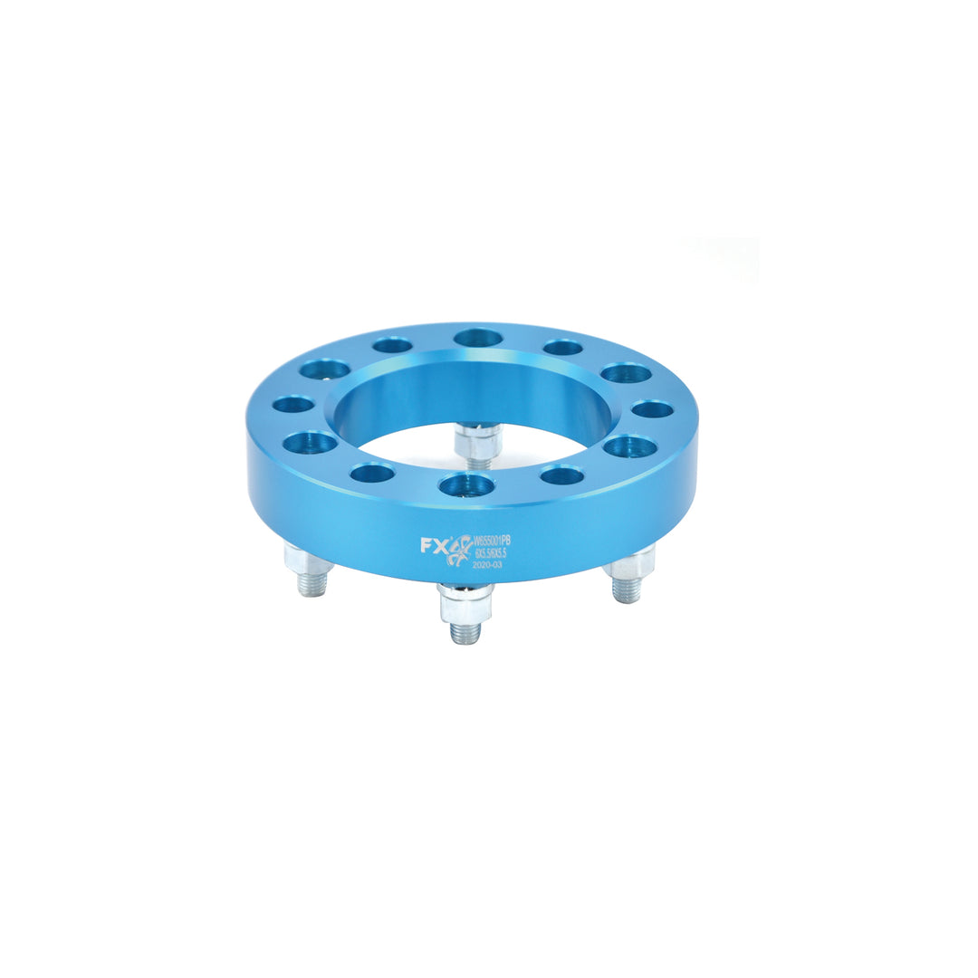 Trail FX Blue Aluminum Wheel Spacer Set for 6x139.7mm Bolt Pattern - 1.25 Inch Thickness, 108mm Hub, Stud Mount, Non Hub Centric