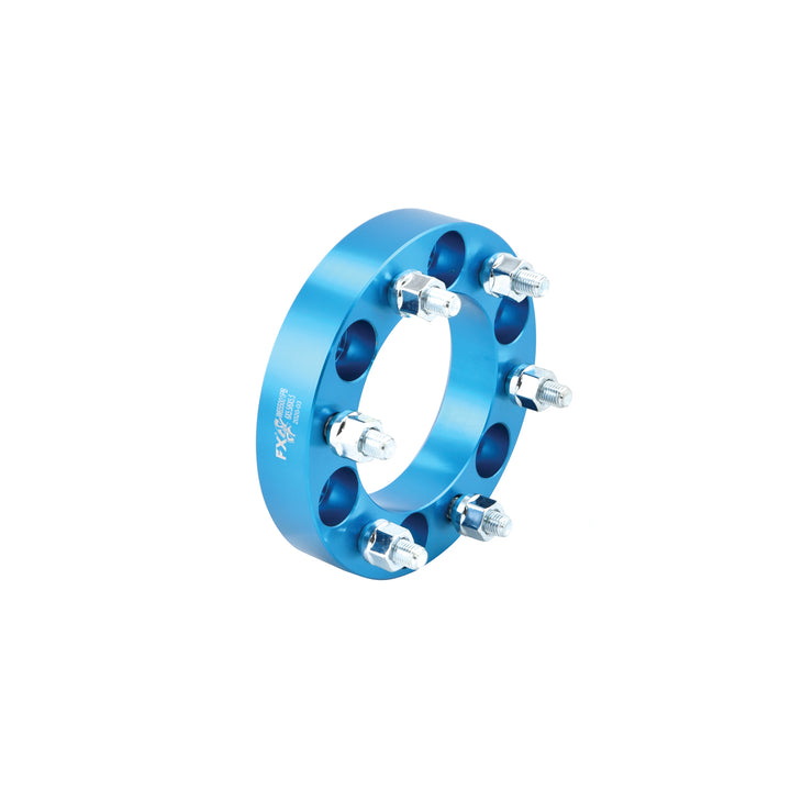 Trail FX Blue Aluminum Wheel Spacer Set for 6x139.7mm Bolt Pattern - 1.25 Inch Thickness, 108mm Hub, Stud Mount, Non Hub Centric