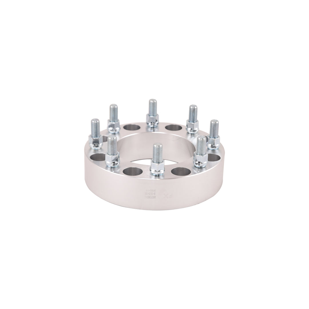 Trail FX 8x180mm Bolt Pattern Wheel Spacer Set for Silverado and Sierra HD - Silver Aluminum, 2 Inches Thick