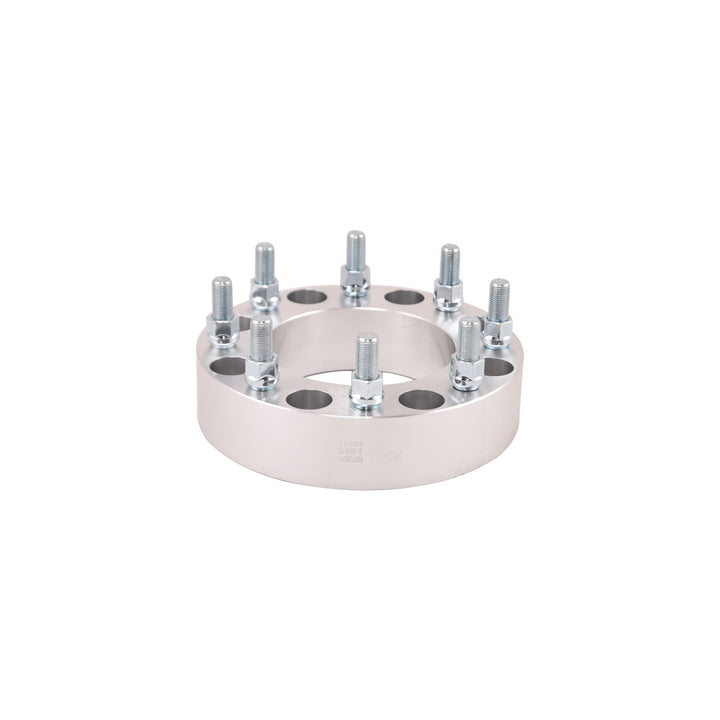 Trail FX 8x180mm Bolt Pattern Wheel Spacer Set for Silverado and Sierra HD - Silver Aluminum, 2 Inches Thick