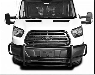 TrailFX Black Gloss Powder Coated Steel Grille Guard for Ford Transit 2015-2017