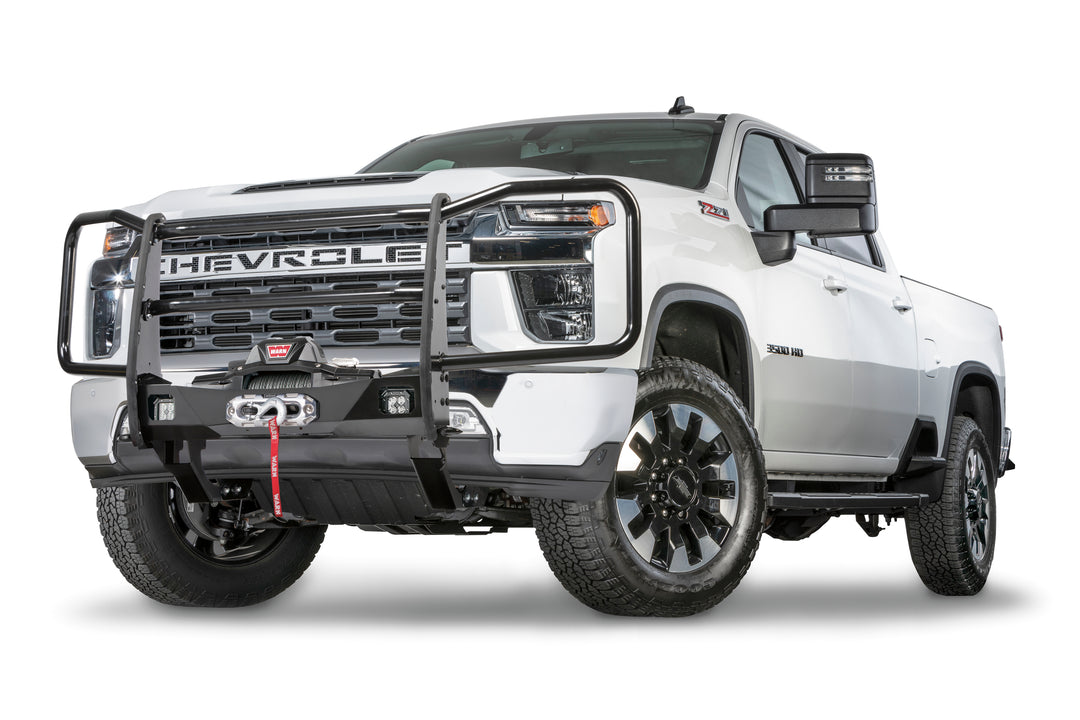 Warn Trans4mer Gen III Steel Grille Guard Kit for Chevy Silverado HD 2020-2026 - Black Powder Coated, 2-inch Tubular Design