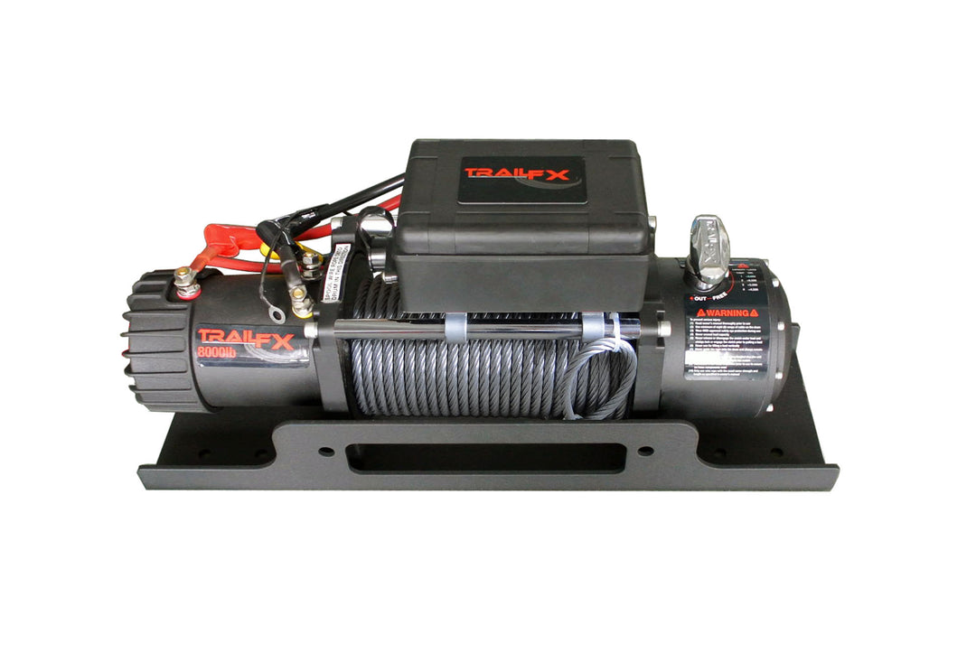 TrailFX Winch Mount WA017 for Up to 12,000-Pound Winches – Flat Bed Steel Mounting Plate in Textured Black Finish