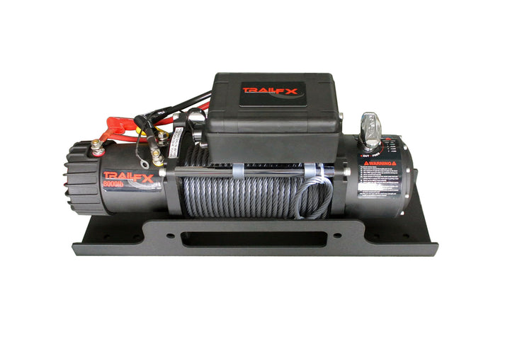 TrailFX Winch Mount WA017 for Up to 12,000-Pound Winches – Flat Bed Steel Mounting Plate in Textured Black Finish
