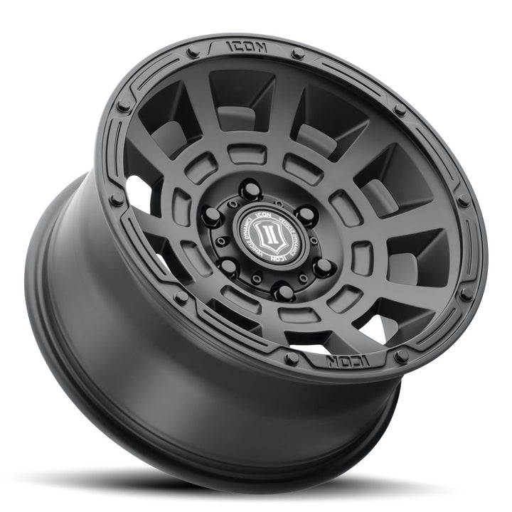 ICON Alloys Thrust, Satin Black, 17 x 8.5 / 5 x 4.5, 0mm Offset, 4.75" BS