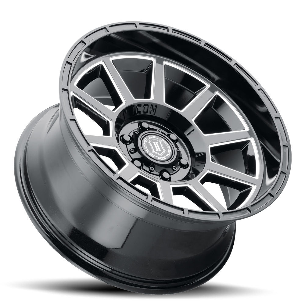 ICON Alloys Recoil, Gloss Black w/Milled Windows, 20 x 10 / 5 x 150, -24mm Offset, 4.5" BS