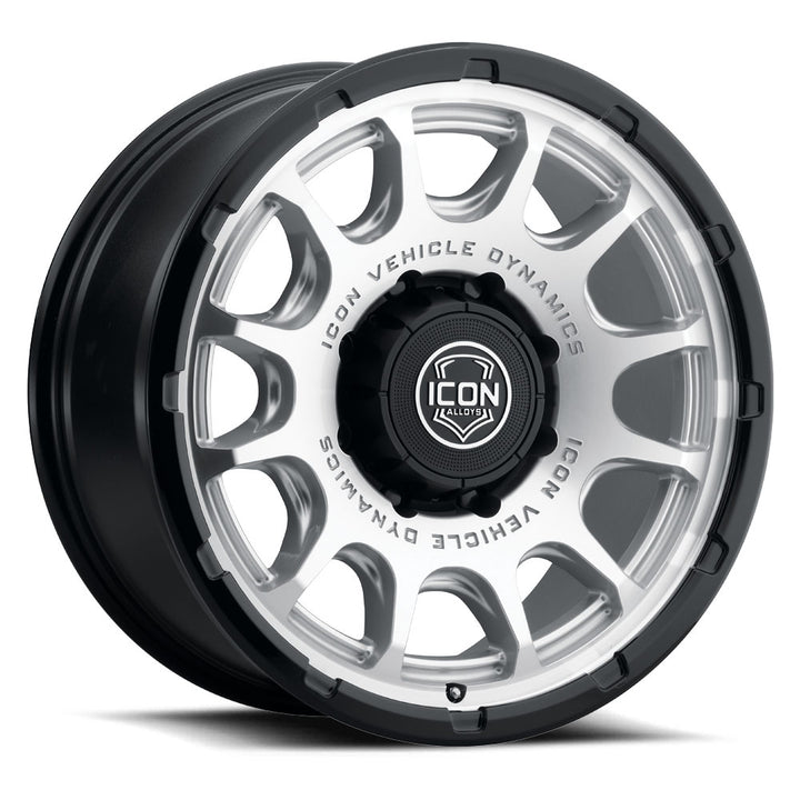ICON Alloys Rancho, Silver Machined w/ Gloss Black Lip, 20 x 9 / 8 x 6.5, 12mm Offset, 5.5" Backspace