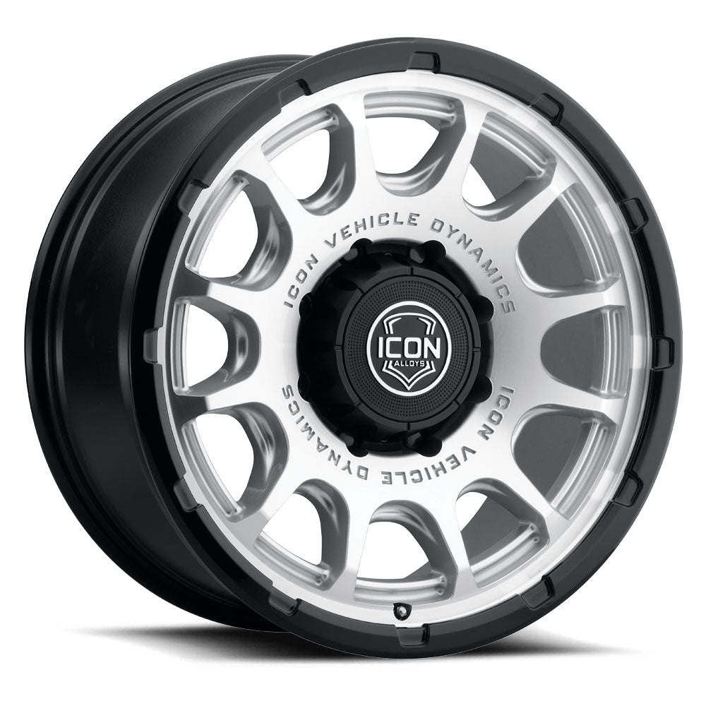 ICON Alloys Rancho, Silver Machined w/ Gloss Black Lip, 20 x 9 / 8 x 170, 6mm Offset, 5.25" Backspace