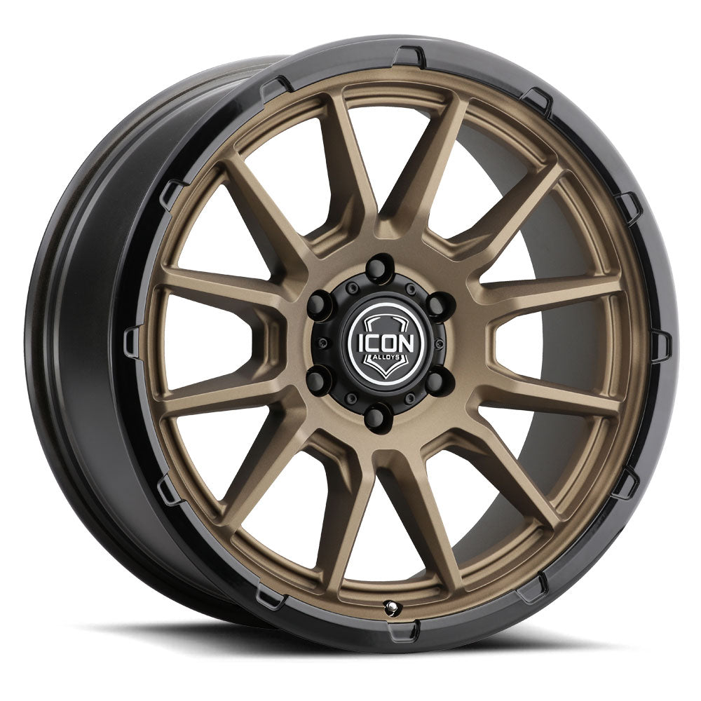 ICON Alloys Cajon, Satin Bronze w/ Gloss Black Lip, 20 x 9 / 5 x 150, 16mm Offset, 5.625" BS