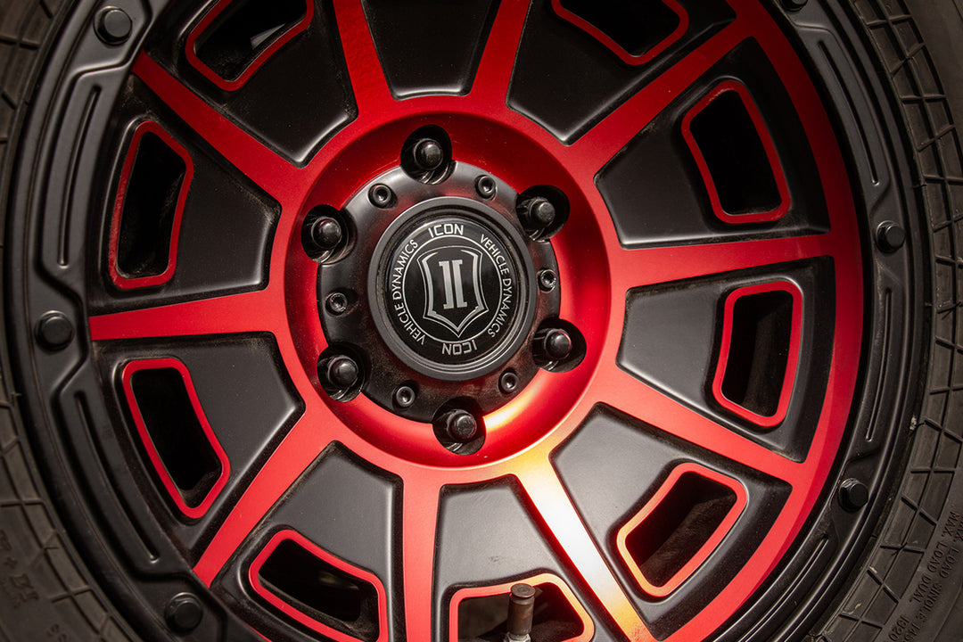 ICON Alloys Victory, Satin Black w/Red, 17 x 8.5 / 6 x 135, 6mm Offset, 5" BS