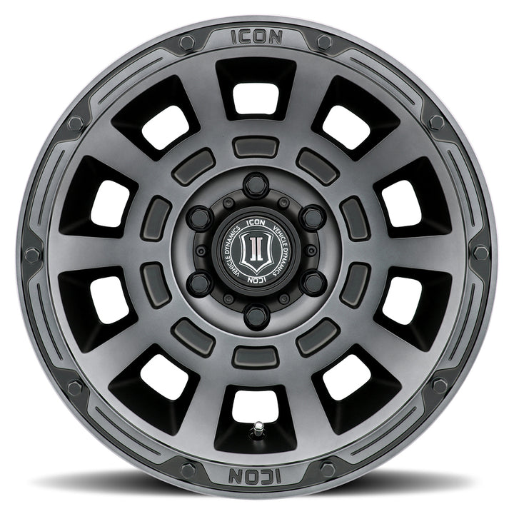 ICON Alloys Thrust, Smoked Satin Black, 17 x 8.5 /5 x 150, 25mm Offset, 5.75" BS