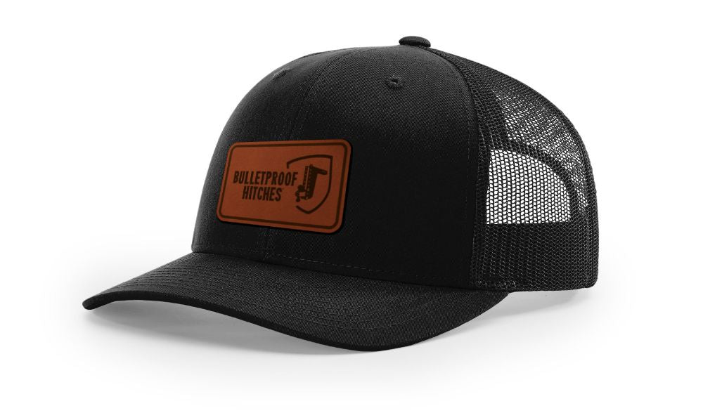 BulletProof Hitches Leather Logo Trucker Hat - BLACK