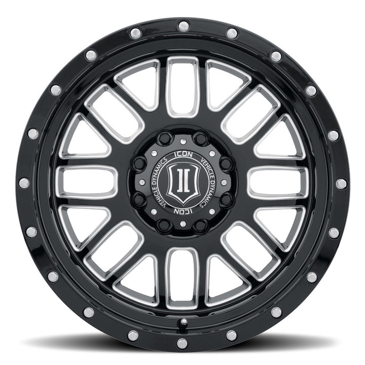 ICON Alloys Alpha, Gloss Black, Milled Windows, 20 x 9 / 8 x 170, 0mm Offset, 5" Backspace
