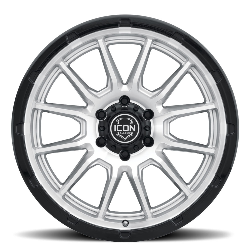 ICON Alloys Cajon, Silver Machined w/ Gloss Black Lip, 20 x 9 / 5 x 150, 16mm Offset, 5.625" BS