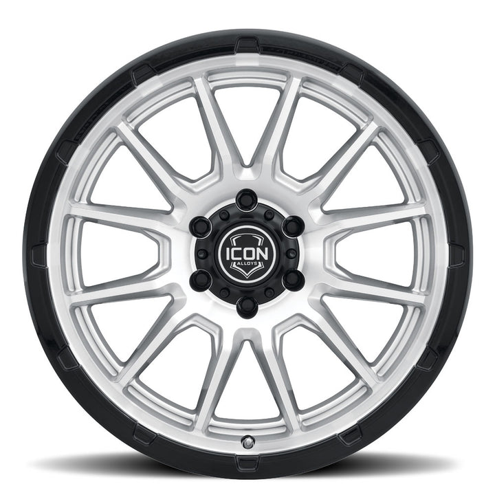 ICON Alloys Cajon, Silver Machined w/ Gloss Black Lip, 20 x 9 / 6 x 135, 16mm Offset, 5.625" BS