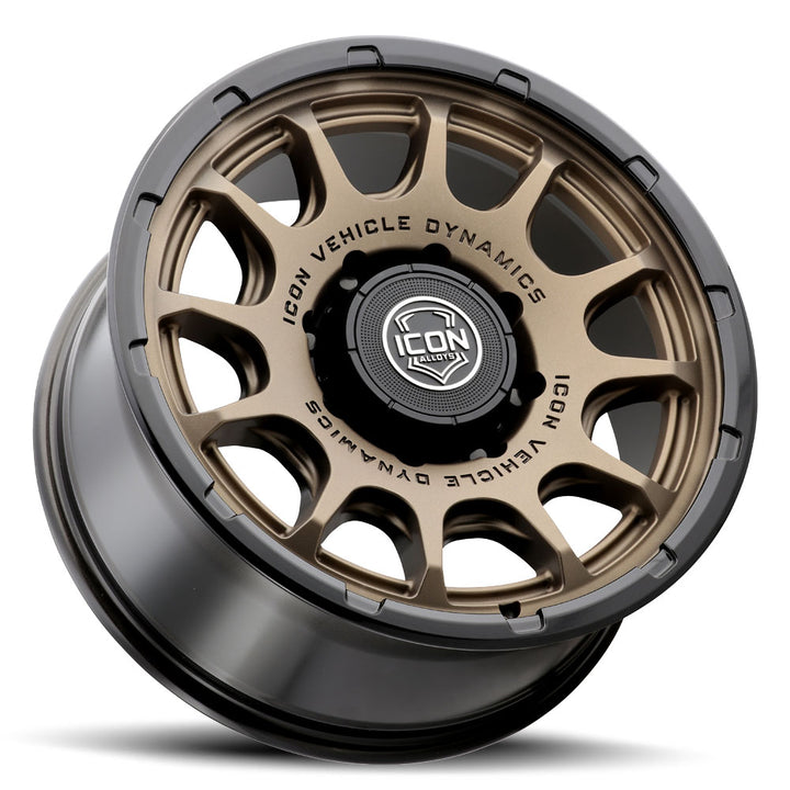 ICON Alloys Rancho, Satin Bronze w/ Gloss Black Lip, 20 x 9 / 8 x 6.5, 12mm Offset, 5.5" Backspace