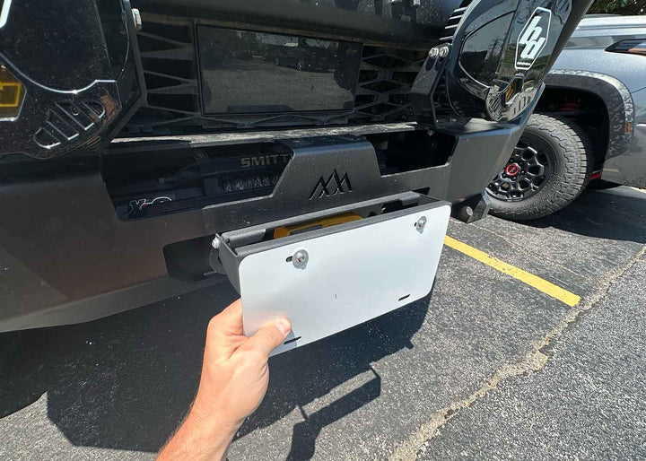 Flip Up Front License Plate Holder - Hawse Fairlead by Backwoods Adventure Mods | KOVA Offroad