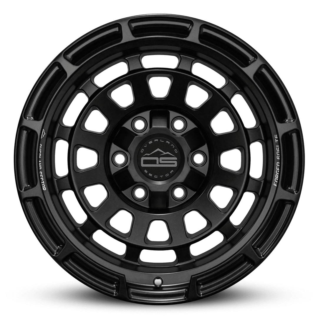 Overland Sector Badlander Forged 17x9 +0 6x135/6x139.7mm 106.1mm All Satin Black by Overland Sector | KOVA Offroad