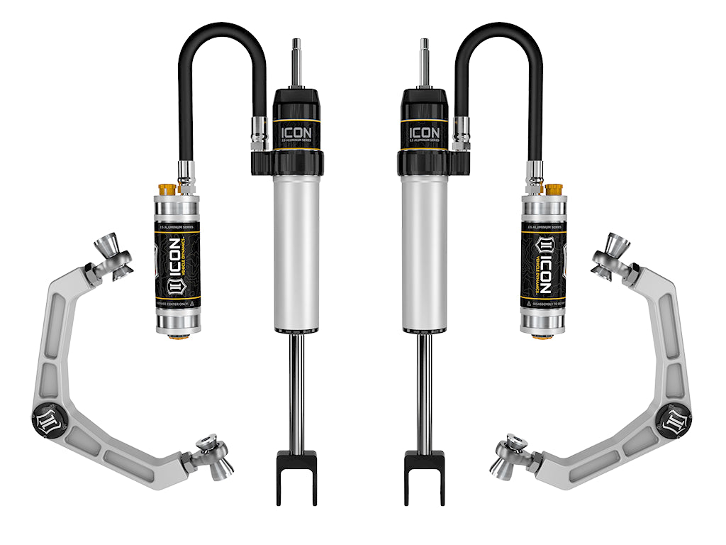 ICON 2020-2026 GM 2500/3500 HD, 0-2” Lift, V.S. 2.5 Aluminum Series Shock System, Remote Reservoir w/ CDCV, Billet