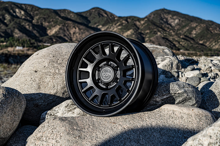 ICON Alloys Anza, Satin Black, 17 x 8.5 / 5 x 5.5, 0mm Offset, 4.75" BS