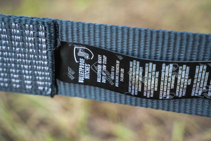 BulletProof Heavy Duty 3" Tow Strap - Branded Black