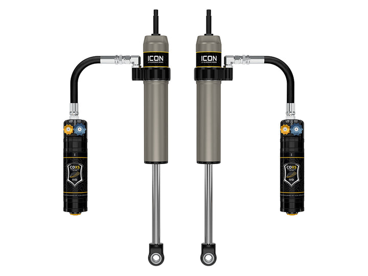 ICON 2005-2023 Toyota Tacoma, 0-1.5” Lift, Rear, V.S. 2.5 Aluminum Series Shock Absorbers, Remote Reservoir w/ CDXS, Pair