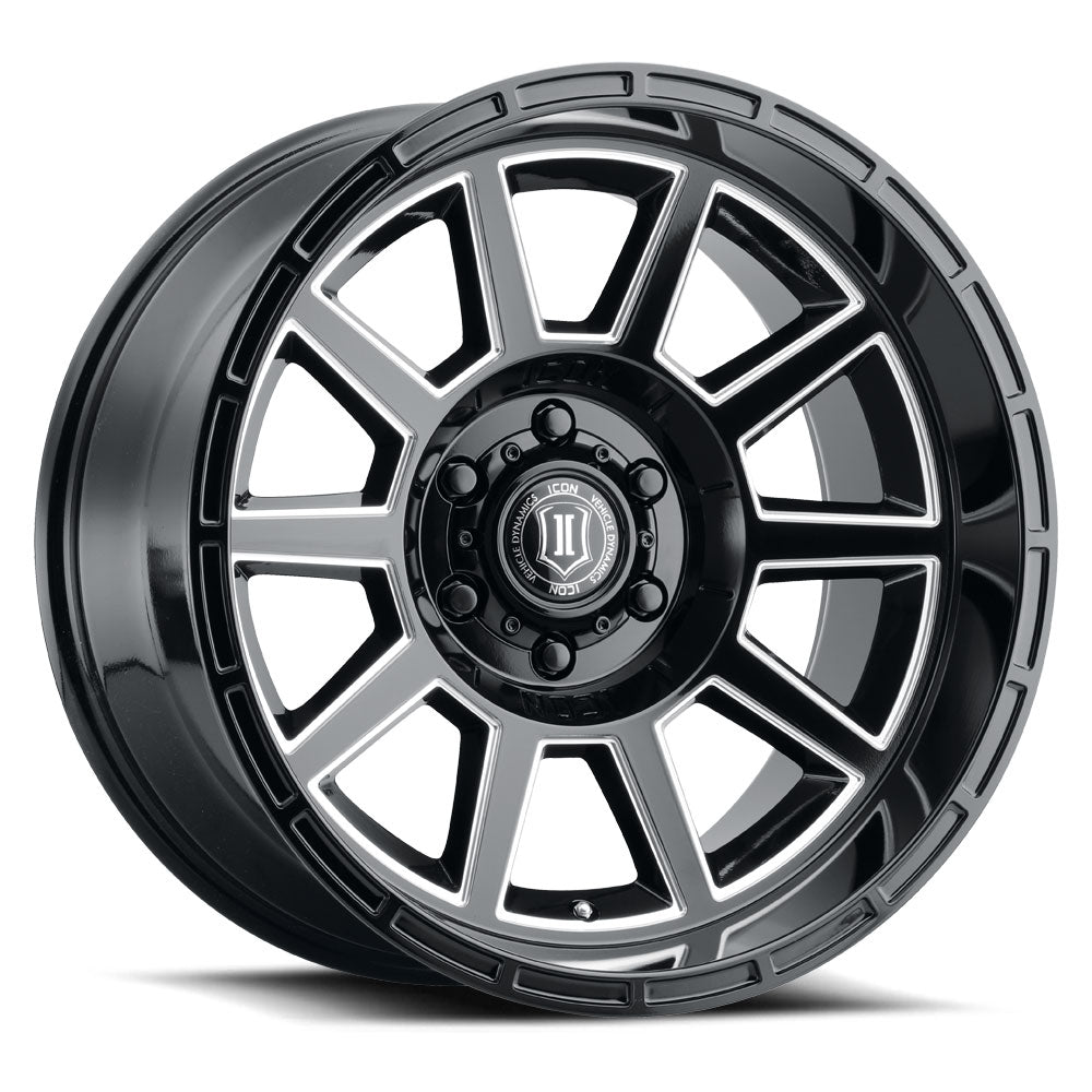 ICON Alloys Recoil, Gloss Black w/Milled Windows, 20 x 10 / 5 x 150, -24mm Offset, 4.5" BS