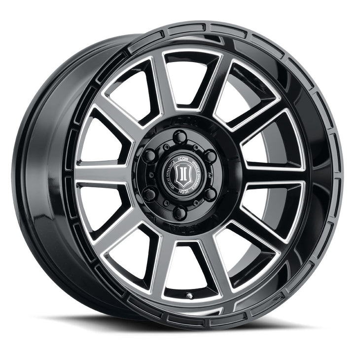 ICON Alloys Recoil, Gloss Black w/Milled Windows, 20 x 10 / 5 x 150, -24mm Offset, 4.5" BS