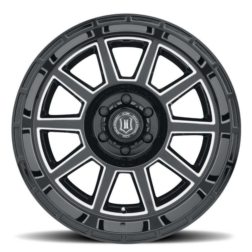 ICON Alloys Recoil, Gloss Black w/Milled Windows, 20 x 10 / 5 x 150, -24mm Offset, 4.5" BS