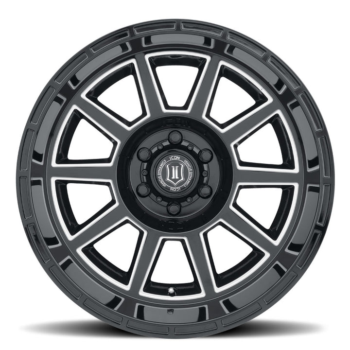 ICON Alloys Recoil, Gloss Black w/Milled Windows, 20 x 10 / 5 x 150, -24mm Offset, 4.5" BS