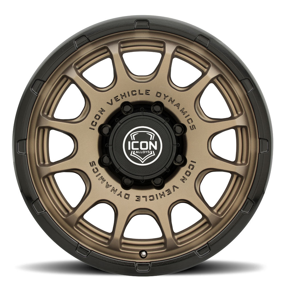 ICON Alloys Rancho, Satin Bronze w/ Gloss Black Lip, 20 x 9 / 8 x 6.5, 12mm Offset, 5.5" Backspace