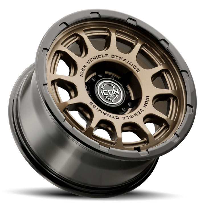 ICON Alloys Rancho, Satin Bronze w/ Gloss Black Lip, 17 x 8.5 / 6 x 5.5, 25mm Offset, 5.75" Backspace